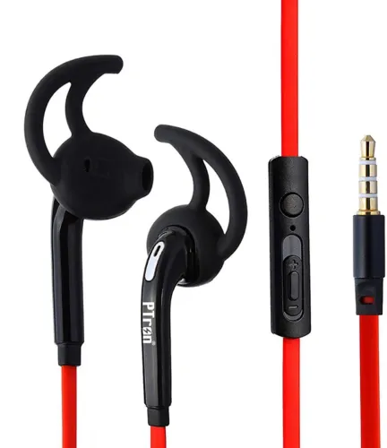 Image of PTron Swift In-Ear Sports Stereo Wired Headset (Red, Black, In the Ear)
