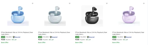 Image of Ptron True Wireless Earbuds upto 79% Discount