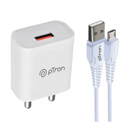 pTron Volta 12W Single Port USB Fast Charger, BIS Certified, Made in India Wall Charger Adapter, Universal Compatibility