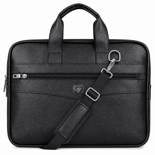 Image of PU Leather Executive Laptop Messenger Bag with Shoulder Strap