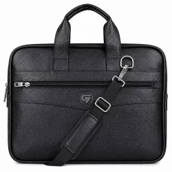 PU Leather Executive Laptop Messenger Bag with Shoulder Strap