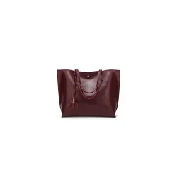 PU Leather Shoulder Bag Maroon large capacity