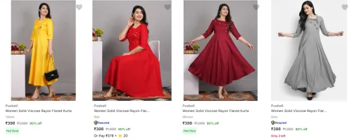 Image of Puebell Women's Kurtas at minimum 74% Discount