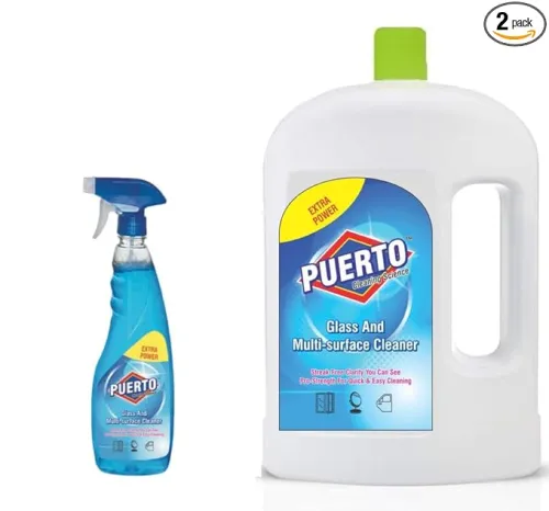 Image of Puerto 500 ml + 1 Ltr Refill Glass and Surface Cleaner Liquid Spray |Glass Cleaner for Car, Kitchen and Home Surfaces | 