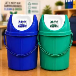 PulGos Pack of 2, 10Ltr Plastic Swing Lid Dustbin for Wet and Dry Garbage