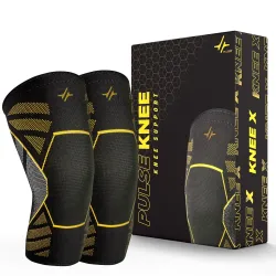 PulseITKneeX Knee Support Sleeves For Men And Women | Inner Cotton Lining For Skin Comfort | 4-Way Stretch | Knee Caps F