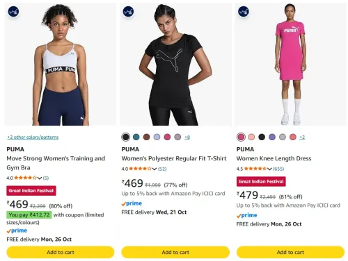 Image of Puma Women's Clothing at up to 86% Discount