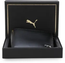 PUMA Men Black Genuine Leather Wallet (3 Card Slots)