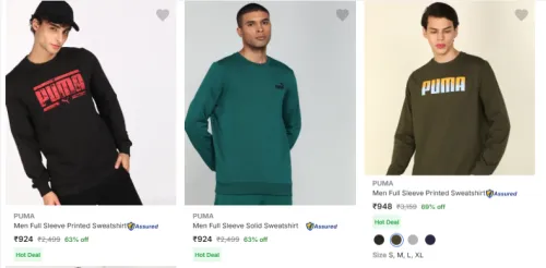 Image of Puma Men's Sweatshirts at minimum 60% Discount