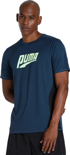 Image of PUMA Men Solid Crew Neck Polyester Blue T-Shirt