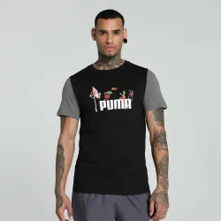 PUMA  Men Solid Polo Neck Cotton Blend Black T-Shirt