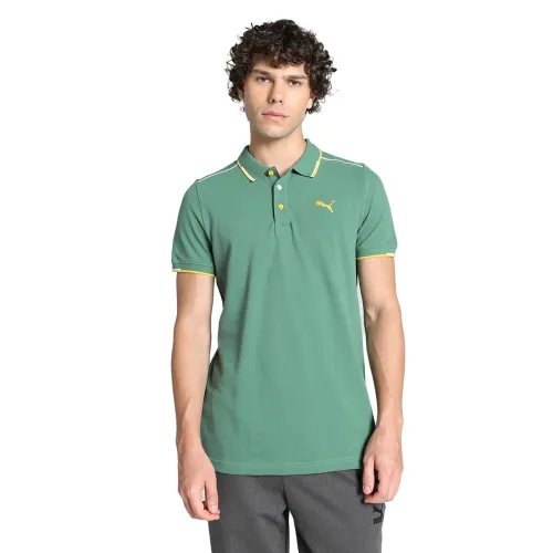 Image of Puma Men Tipped Collar Pure Cotton Regular Fit Polo Shirt