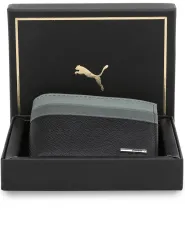 PUMA Men & Women Casual Black Genuine Leather Wallet