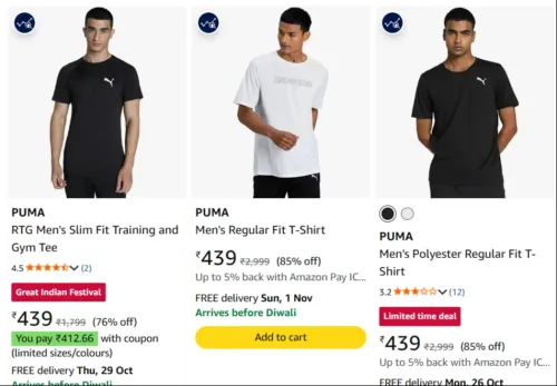 Image of Puma Men's Clothing at minimum 80% Discount