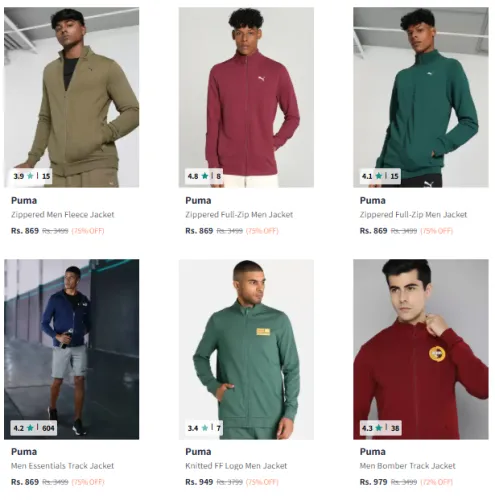Image of Puma Men's Jackets @ Minimum 70% Discount
