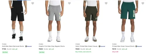 Image of Puma Men's Shorts at minimum 60% Discount
