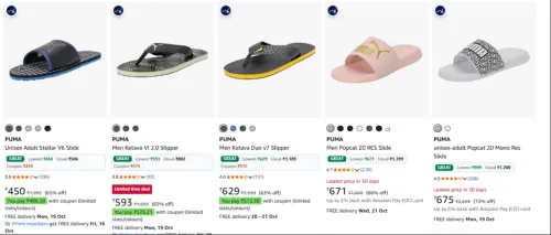 Image of Puma Men's Slides at minimum 70% Discount