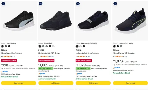 Image of Puma Men's Sneaker at minimum 70% Discount