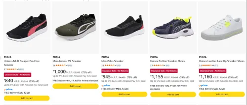 Image of Puma Men's Sneaker at minimum 75% Discount