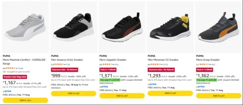 Image of Puma Men's Sneakers at Minimum 70% Discount