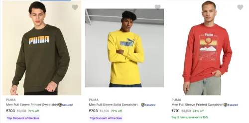 Image of Puma Men's Sweatshirts upto 77% Discount