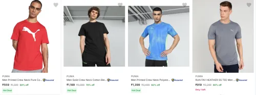 Image of Puma Men's T Shirts at minimum 60% Discount
