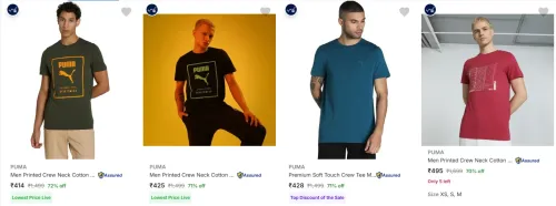 Image of PUMA Men's T-shirts at minimum 70% Discount