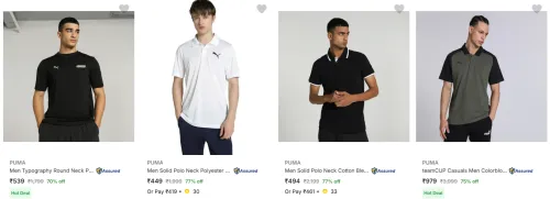 Image of Puma Men's T-Shirts upto 77% Discount