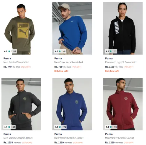 Image of Puma Sweatshirts & Jackets @ Minimum 70% Discount