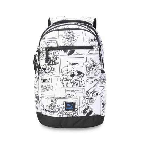 Image of PUMA Unisex-Adult SUPER 4 Compartment Backpack, Black-White