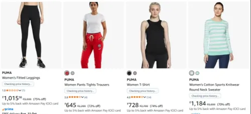 Image of Puma Women's Clothing at minimum 75% Discount