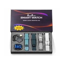 PunnkFunnk H9 Silver Dial Smartwatch Combo, 4 Straps, 2.01 HD Display