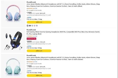 Image of PunnkFunnk Headphones up to 84% Discount