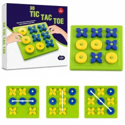 Puno OXOX Games - Tic Tac Toe Game - Classic Indoor Games for Kids - Board Games xo xo | Mutlicolor | Pack of 1
