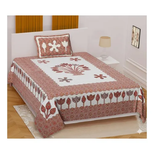 Image of Pure Cotton Single Bedsheet with 1 Pillow Cove