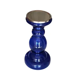 Pure Source India Round Decorative Glass Pillar Candle Holder