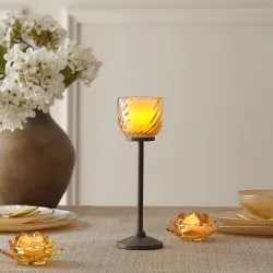 Pure Home + Living Dark Amber Swirl Texture Candle Holder