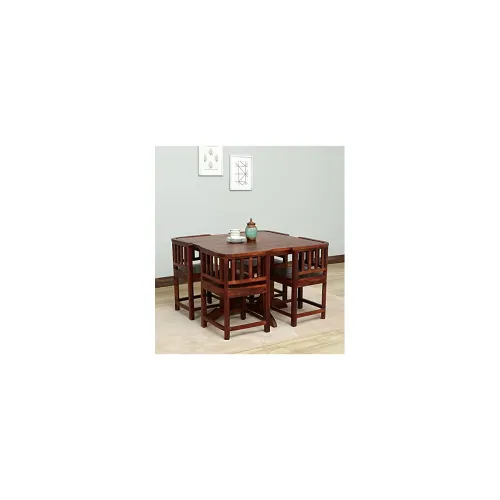Image of Pure Sheesham Solid Wood 4 Seater Dining Table Honey Oak