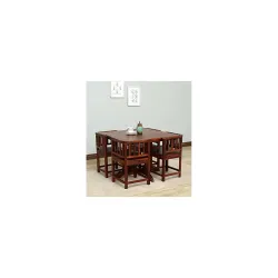 Pure Sheesham Solid Wood 4 Seater Dining Table Honey Oak