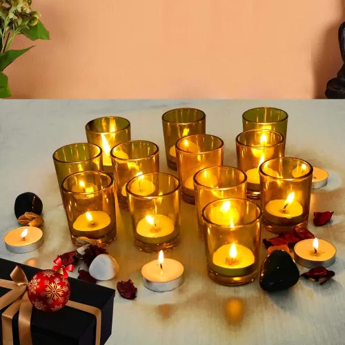 Image of Pure Source India Glass Votive Tealight Candle Holder, So12