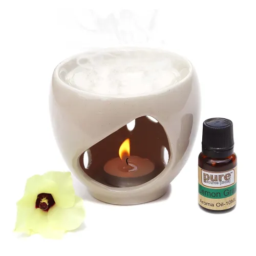Image of Pure Source India Ceramic Aroma Burner, Oil Warmer for Home & Office Decor