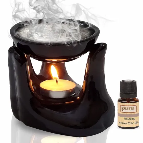 Image of Pure Source India ceramic aroma diffuser with relaxing oil 10ml.