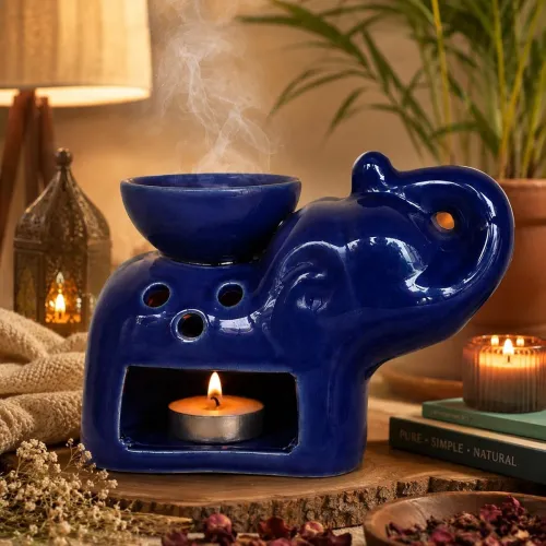 Image of Pure Source India Ceramic Elephant Shape Aroma Oil Burner