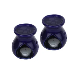 Pure Source India Ceramic Oil Burner Aroma Diffuser (Blue -Set of 2)
