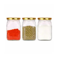 Pure Source India Glass Jar Container 250gm Square - Food Safe, Airtight, Lead-Free Storage Solution, Set of 3