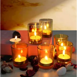 Pure Source India Set of 6 Glass Votive Tealight Candle Holders