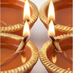 Pure Source India Traditional Handmade Earthen Clay Big Size Diya for Laxmi Poojan, 4 Pieces | Elegant Blue Color (4 Pieces) – Premium Terracotta Akhand Jyot for Diwali, Puja & Festive Decor (Orange)