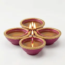 Pure Source India Traditional Handmade Earthen Clay Big Size Diya for Laxmi