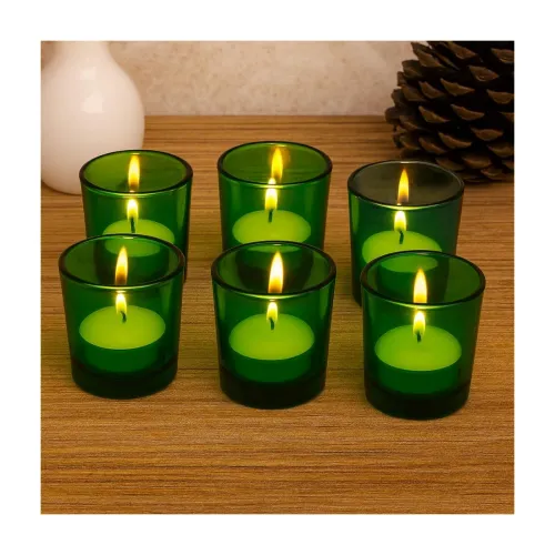 Image of Pure Source India Votive Glass– Pack of 6 | Decorative Tealight Holders with One Tea Light Candles for Home Décor