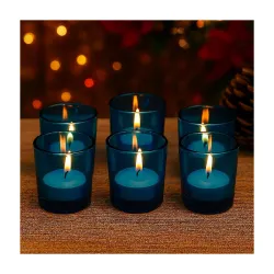 Pure Source India Votive Glass– (Pack of 6) Decorative Tealight Holders with One Tea Light Candles